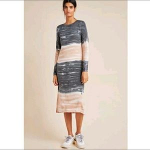 Anthropologie Dolan Trina Long Sleeve Tie Dye Midi Dress Slit Size Small